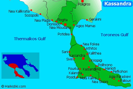 mapa kasandre Virtual map of Kassandra mapa kasandre