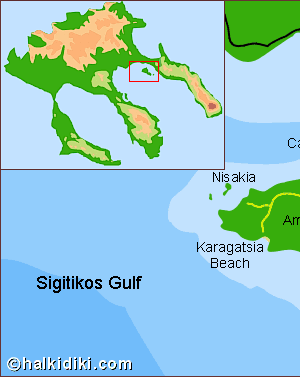 Map of Ammouliani Island, Halkidiki, Greece