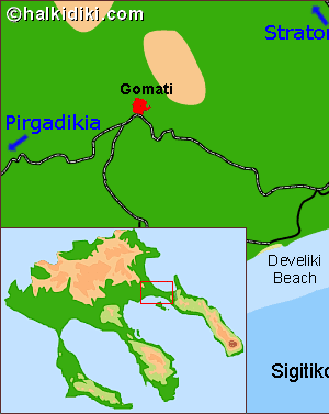 Map of Ierissos, Halkidiki, Greece