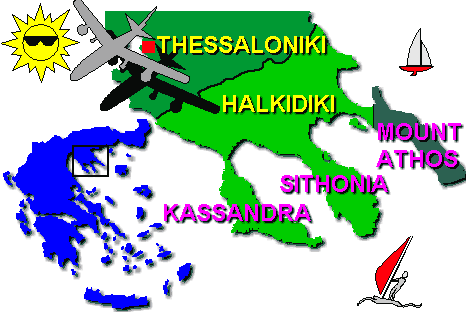 Landkarte von Chalkidiki, Griehenland