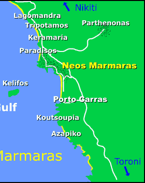 Map of neos Marmaras, Sithonia, Halkidiki, Greece