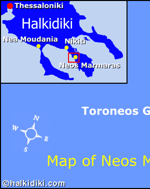 Map of neos Marmaras, Sithonia, Halkidiki, Greece