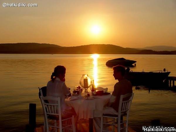 Dinner on the water. Sunset at Manor House hotel.