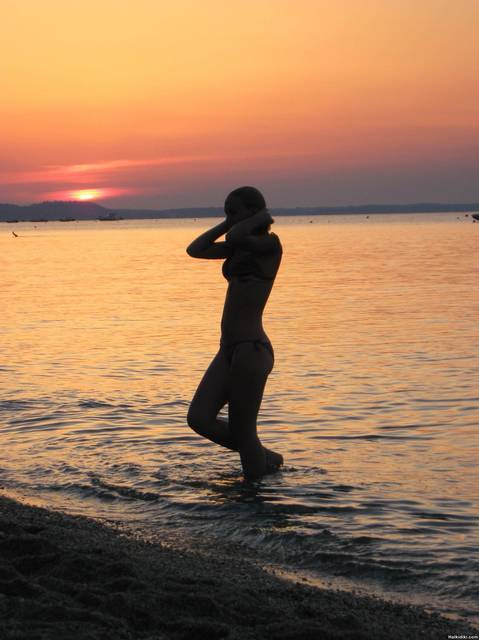 Pefkohori-sunset swimm